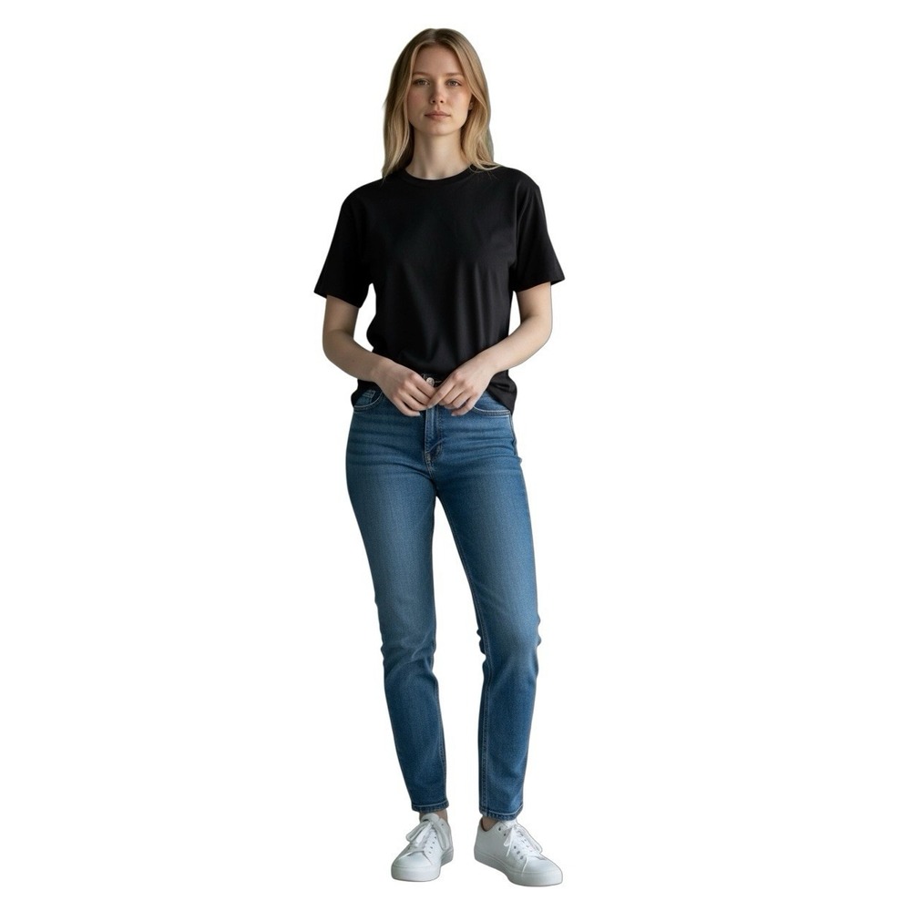 Madewell Slim Straight Jeans‎ Women 28 High Rise Button Fly Distressed Hem